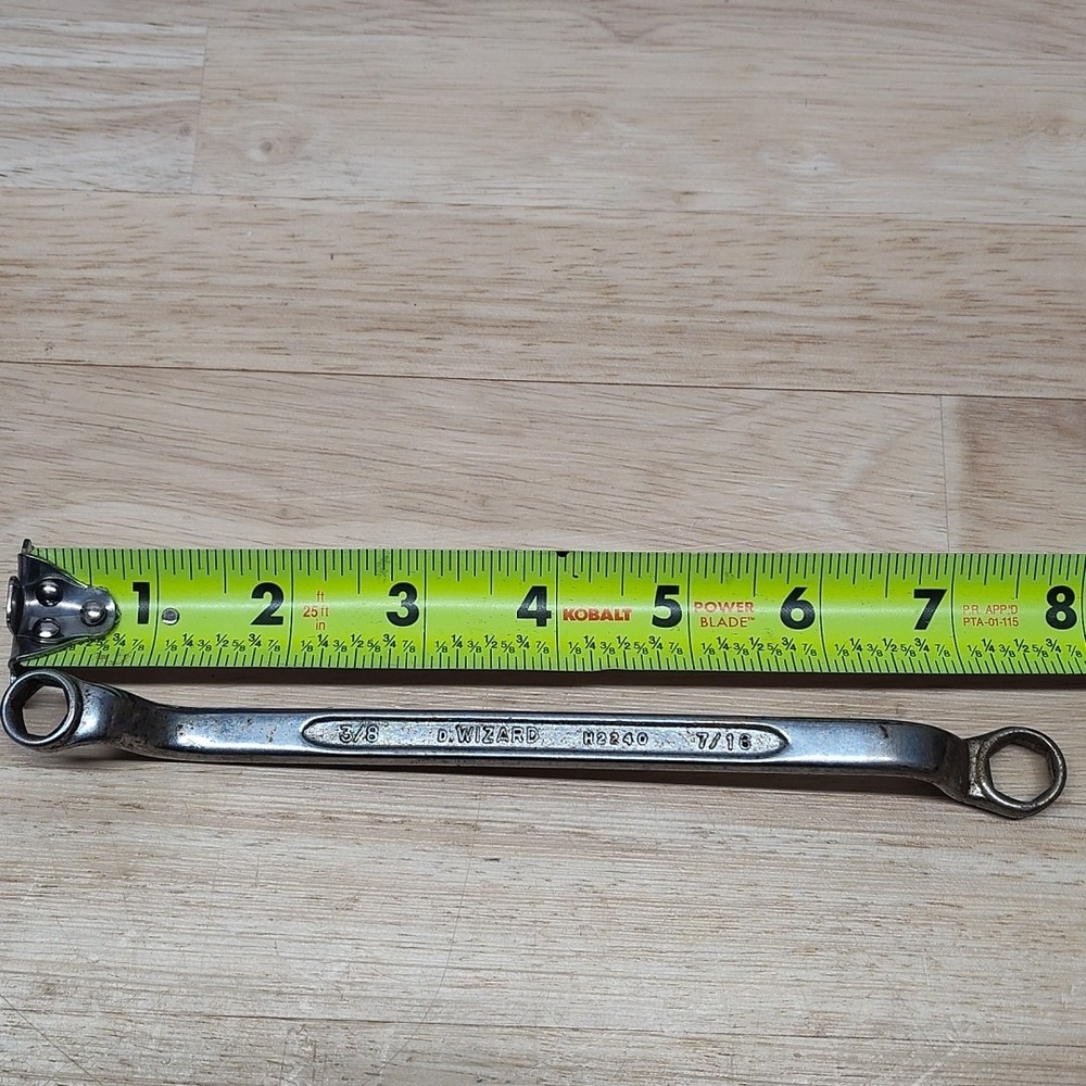 Vintage D. Wizard Tools H2240 Deep Offset Box End Wrench 3/8" x 7/16" 6 Pt. USA